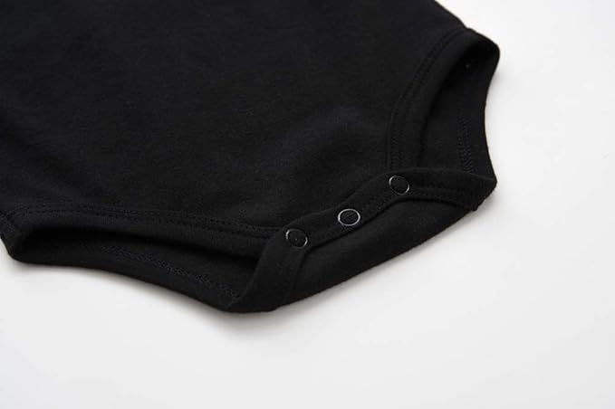 Teach Leanbh Infant Baby Polo Bodysuit Cotton Long Sleeve Pure Color Shirt 3-24 Months (12 Months, Black)