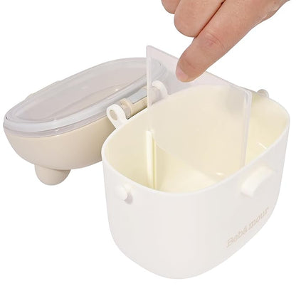 Bebamour Snack Box For Kids & Toddlers 3 Compartment Divided Food Storage Containers Food Storage Containers With Lids&Strap Snack Boxes for Go out,School, and Travel (New Coffee Cow)