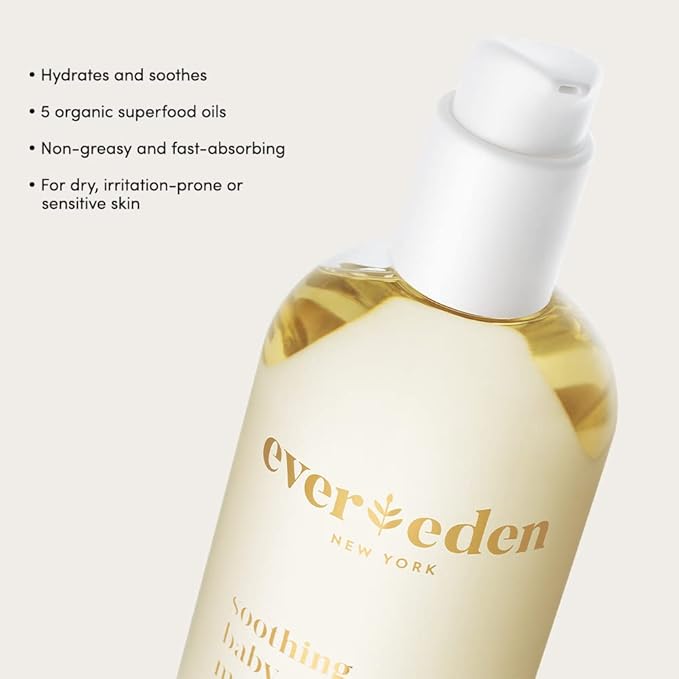 Evereden Soothing Baby Massage Oil 10.1 fl oz. | Clean Baby Care | Non-toxic and Fragrance Free | Clean Ingredients
