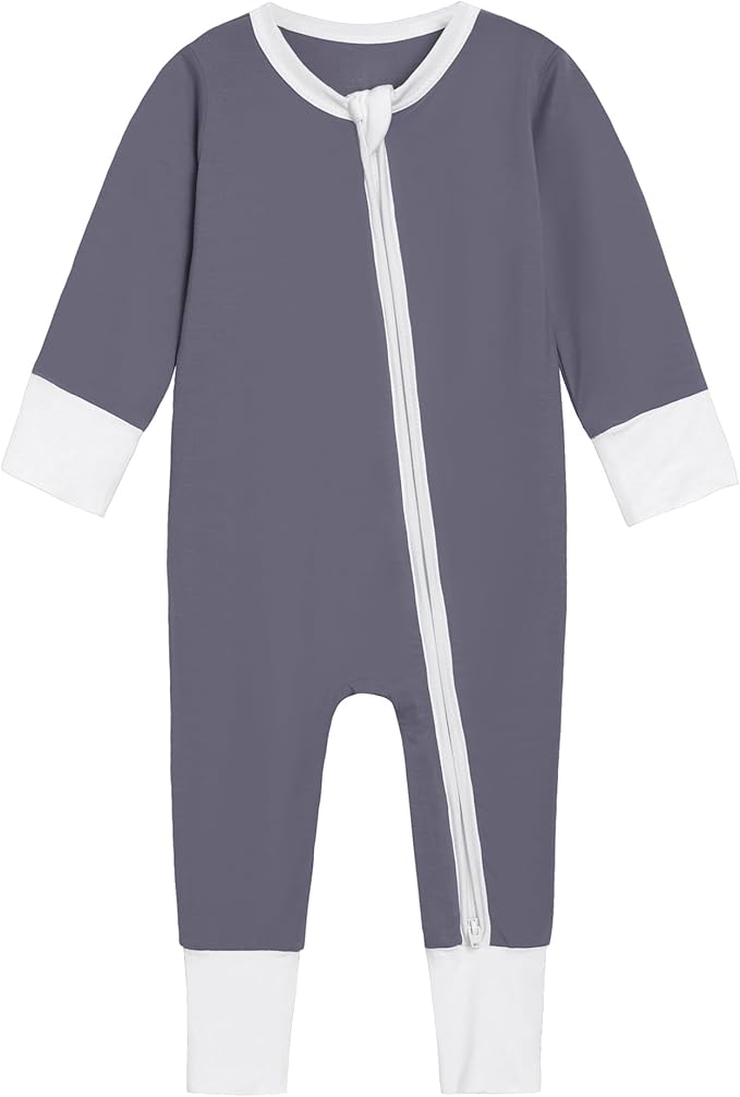 Baby Zippered Rompers Newborn Pajamas Sleepers Long Sleeve Jumpsuits Infant Zipper Romper-Viscose from Bamboo