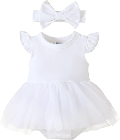 Magic Park 0-18M Infant Bodysuit Tutu Dress Baby Girl Romper Dress Toddler Solid Color Tulle Skirt Baptism Holidays Outfits