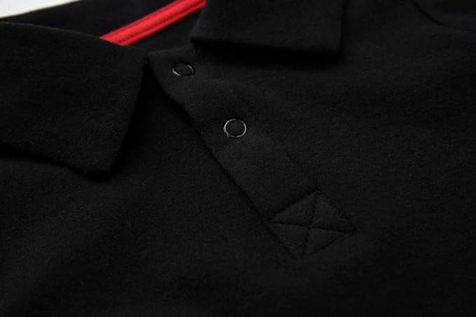 Teach Leanbh Infant Baby Polo Bodysuit Cotton Long Sleeve Pure Color Shirt 3-24 Months (18 Months, Black)