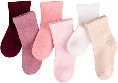 Bella Baby & Toddler Seamless-Toe Turkish Cotton Crew Socks (6-Pack)