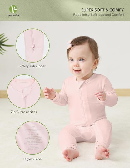 Baby Zippered Rompers Newborn Pajamas Sleepers Long Sleeve Jumpsuits Infant Zipper Romper-Viscose from Bamboo