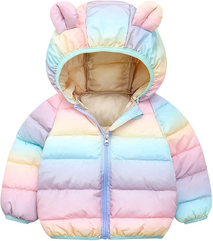 Winter Down Coats for Kids Baby Boys Girls Light Puffer Padded Jacket Bear Hoods Infant Outerwear