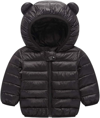 Winter Down Coats for Kids Baby Boys Girls Light Puffer Padded Jacket Bear Hoods Infant Outerwear