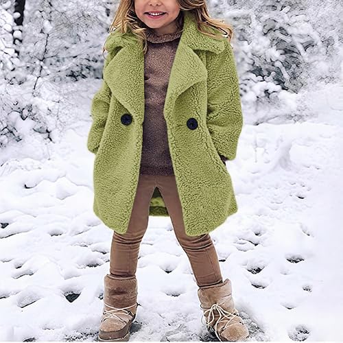 rrhss Baby Girls Faux Fur Teddy Long Coat Toddler Kids Winter Fleece Jacket Warm Outwear Clothes