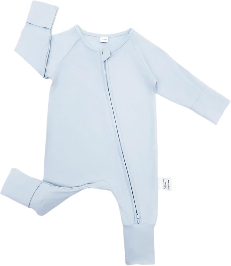 Bow Dream Bamboo Rayon Baby Boy Romper Footed Long Sleeve Footies Newborn Girl Clothes Footless with Zipper and Mitten Cuffs