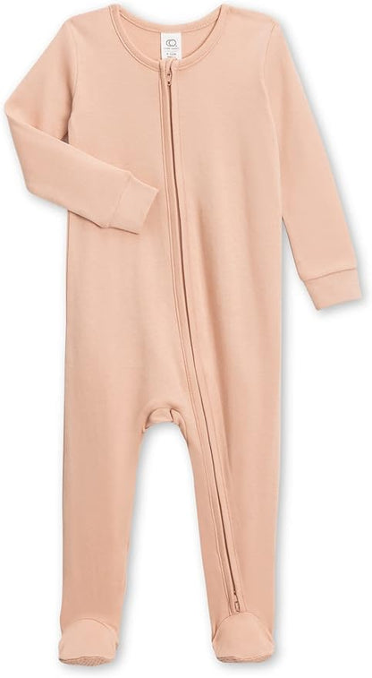 Colored Organics Baby Zip-Up Footed Sleeper with 2-Way Zipper - Newborn Organic Cotton Pajamas