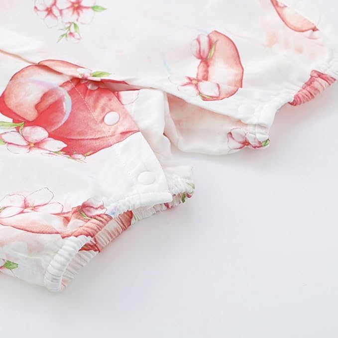 BINIDUCKLING Baby Kimono Style Wrap Over Bodysuit Soft Muslin Fabric Graphic Print