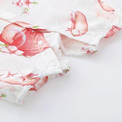 BINIDUCKLING Baby Kimono Style Wrap Over Bodysuit Soft Muslin Fabric Graphic Print