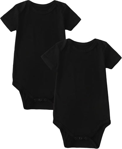 DEFAHN 2PCS Visocse from Bamboo Baby Rompers Unisex Onsies Solid Short Sleeve Baby Bodysuit 0-24 Months