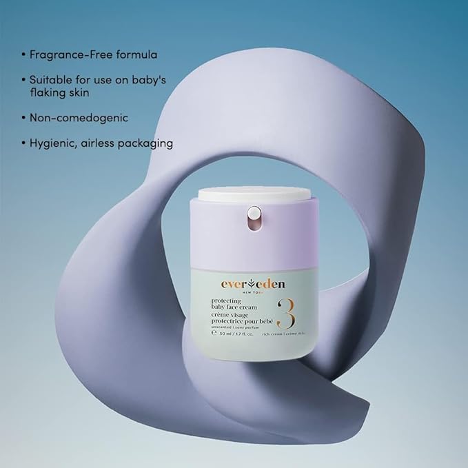 Evereden Protecting Baby Face Cream 1.7 fl.oz.: No.3 Rich Baby Cream - Infant Face Moisturizer - Ultra-Dry Skin - Cold, Dry Climates - Squalane & Ceramide - Clean Vegan Ingredients - Fragrance-Free