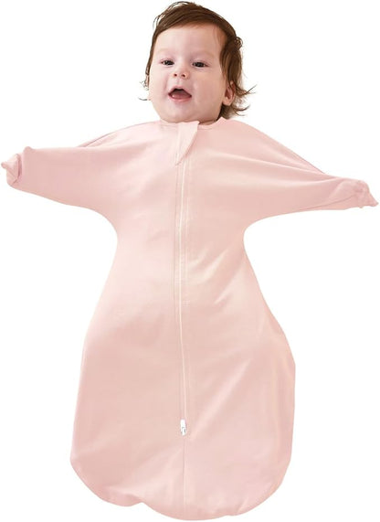 ZIGJOY Baby Transitional Swaddles for Newborns: 0.5 Tog Arms Up Sleep Sack 3-6-12 Months Soft Cotton Shark Fin 2 Way Zipper