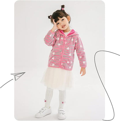 Feidoog Toddler Fleece Jacket Baby Boys Girls Hooded Zipper Long Sleeve Thick Warm Outerwear