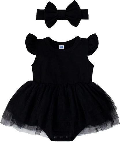 Magic Park 0-18M Infant Bodysuit Tutu Dress Baby Girl Romper Dress Toddler Solid Color Tulle Skirt Baptism Holidays Outfits