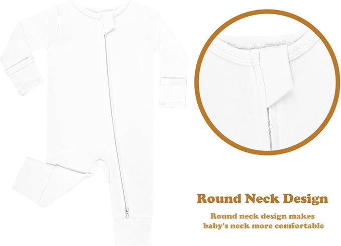 GUISBY Long Sleeve Cotton Pajamas Footless Baby Bodysuits with Zipper and Mittens 3-Pack for Boys Girls