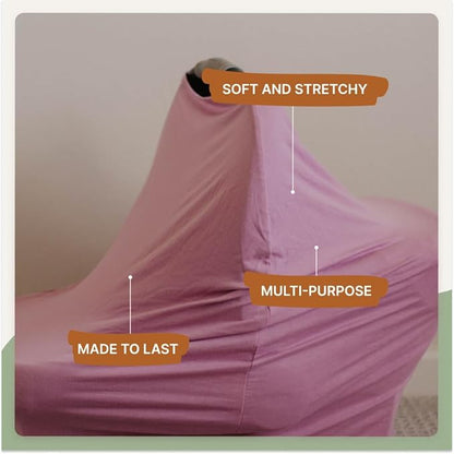 Parker Baby Co. 4 in 1 Car Seat Cover for Girls and Boys - Stretchy Carseat Canopy, Nursing Cover, Grocery Cart Cover, High Chair Cover - Lily