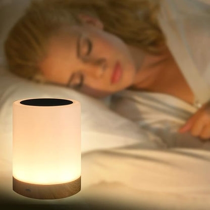 Night Light, Dimmable Touch Lamp for Bedroom Living Room Baby Nursery, Portable Table Bedside Lamp with Rechargeable Internal Battery Night Lamp Warm White Light & Color Changing RGB