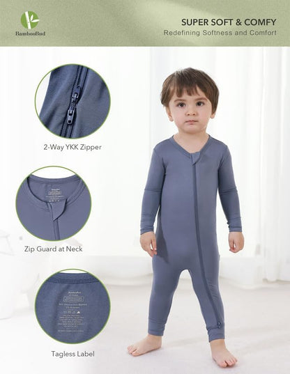 Baby Zippered Rompers Newborn Pajamas Sleepers Long Sleeve Jumpsuits Infant Zipper Romper-Viscose from Bamboo