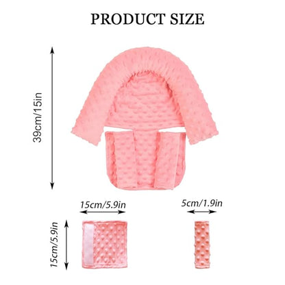 Baby Infant Head and Neck Support Pillow with Seat Belt for Car Seat -Extra Soft 3-in-1 Toddler Car Seat Insert Pad for Car Seats Water Pink