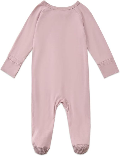Baby Footed Pajamas with Mittens Rayon from Bamboo 2pcs Newborn Infant 2-way Zipper Pjs Cute Sleeper Outfit