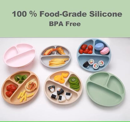 SiliKid Essential 15-Piece Silicone Baby Feeding Set – Complete Toddler Mealtime Kit with Suction Plate, Bowl, Bibs, Utensils, Cups & More – BPA-Free, Baby-Led Weaning Essentials