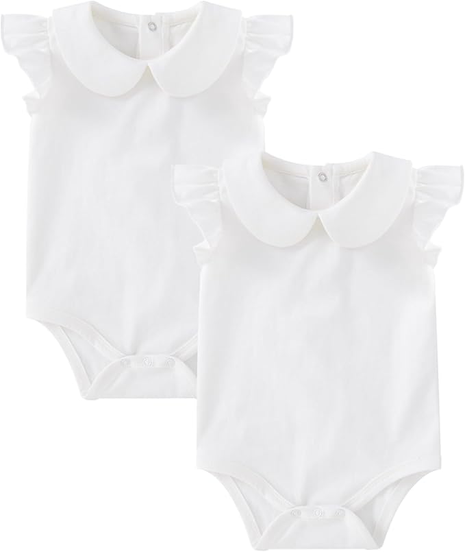 pureborn Baby Romper Bodysuits 2-Pack Unisex Soft Cotton One-Piece Outfit for Infant Boys Girls 0-24 Months