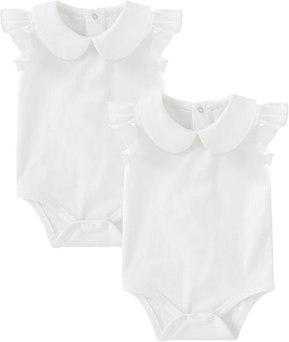 pureborn Baby Romper Bodysuits 2-Pack Unisex Soft Cotton One-Piece Outfit for Infant Boys Girls 0-24 Months