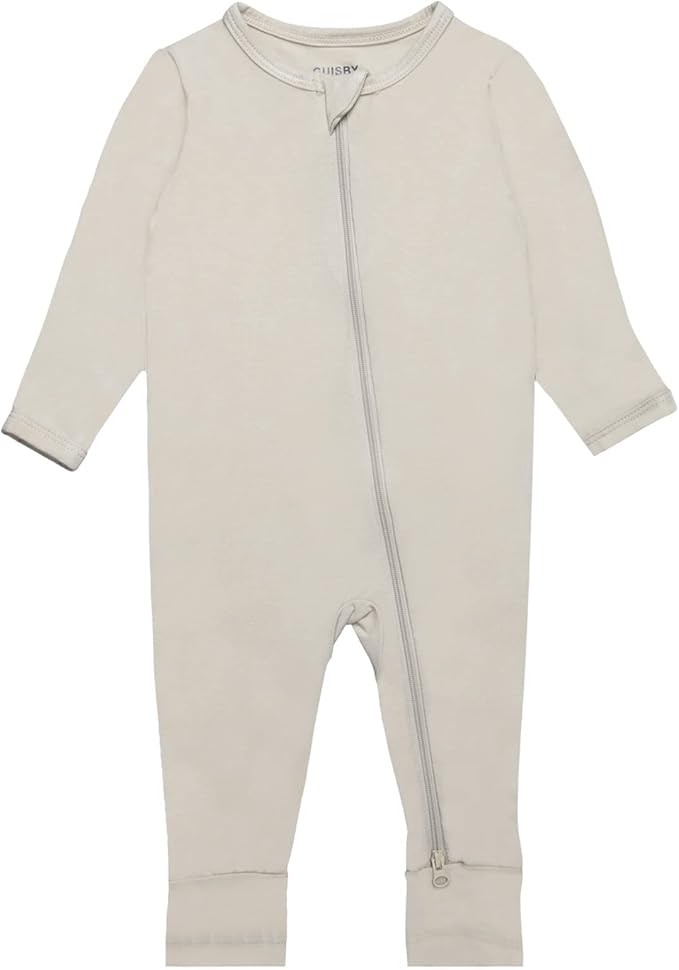 GUISBY Baby Footless Rompers, Rayon Pajamas 2 Way Zipper with Long Sleeve Sleeper