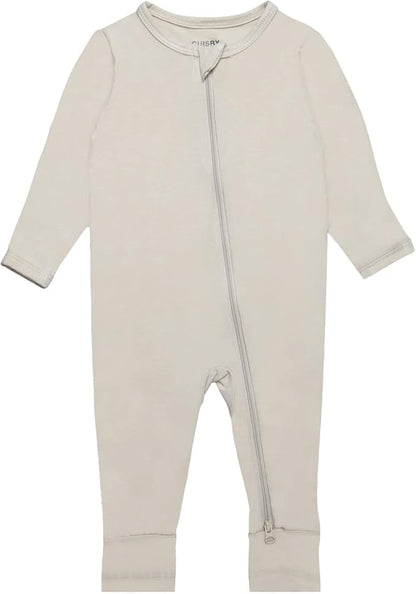 GUISBY Baby Footless Rompers, Rayon Pajamas 2 Way Zipper with Long Sleeve Sleeper