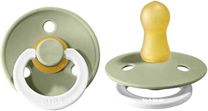Bibs Colour Pacifier 2-Pack | BPA Free Soother, Round Nipple. Natural Rubber Latex,
