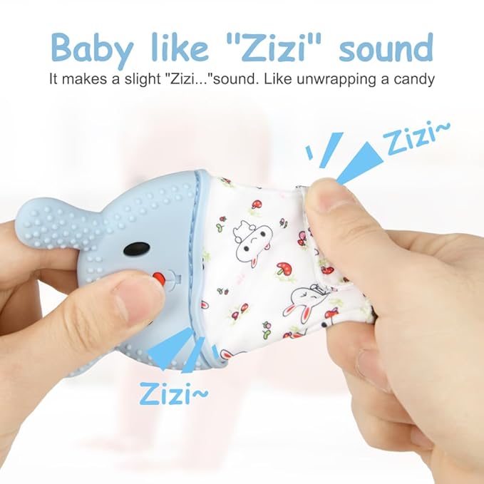 2Pack Silicone Teething Mitt, Rabbit Baby Teething Toy for 0-6 6-12 Months, Food Grade Silicone Infant Teething Mitten, BPA-Free Baby Chew Toys for Pain Relief, Sucking Needs