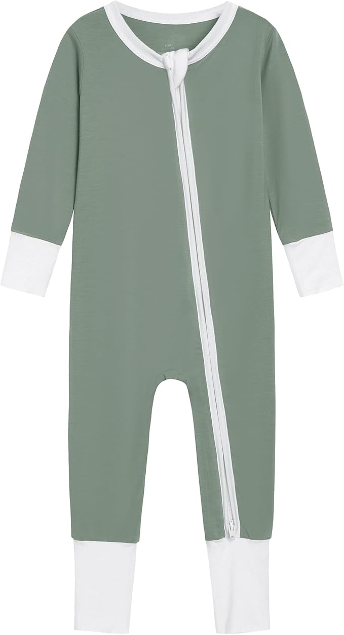 Baby Zippered Rompers Newborn Pajamas Sleepers Long Sleeve Jumpsuits Infant Zipper Romper-Viscose from Bamboo