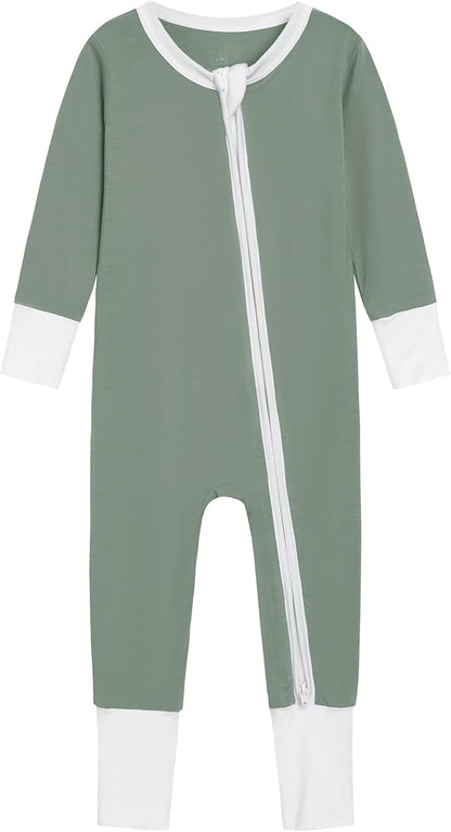 Baby Zippered Rompers Newborn Pajamas Sleepers Long Sleeve Jumpsuits Infant Zipper Romper-Viscose from Bamboo