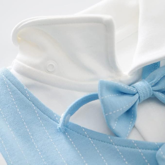 HUAANIUE Newborn Baby Boys Gentleman Romper One Piece Long Sleeve Bowtie Outfit Formal Wear Tuxedo Suit