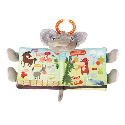 Elephant Baby Books Toys, 0-6-12 Months, Loveys, Crinkle Books for Babies, Baby Gifts Shower Christmas, Infant Toys, 1-2 Year Old, Soft Cloth Book, for Baby Girls Boys- Medium