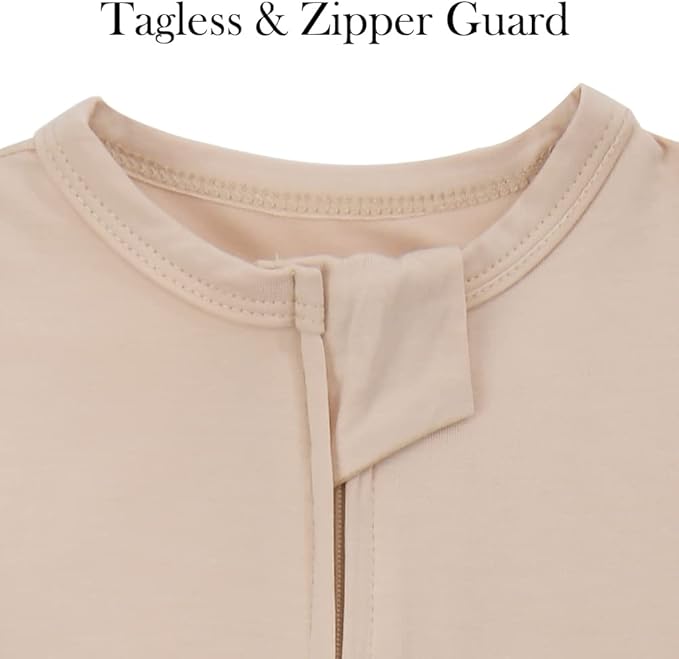 Aablexema Baby Zipper Pajamas Bamboo Rayon, 3pcs Unisex Infant Onesie with Mitten Long Sleeve Footed Pjs