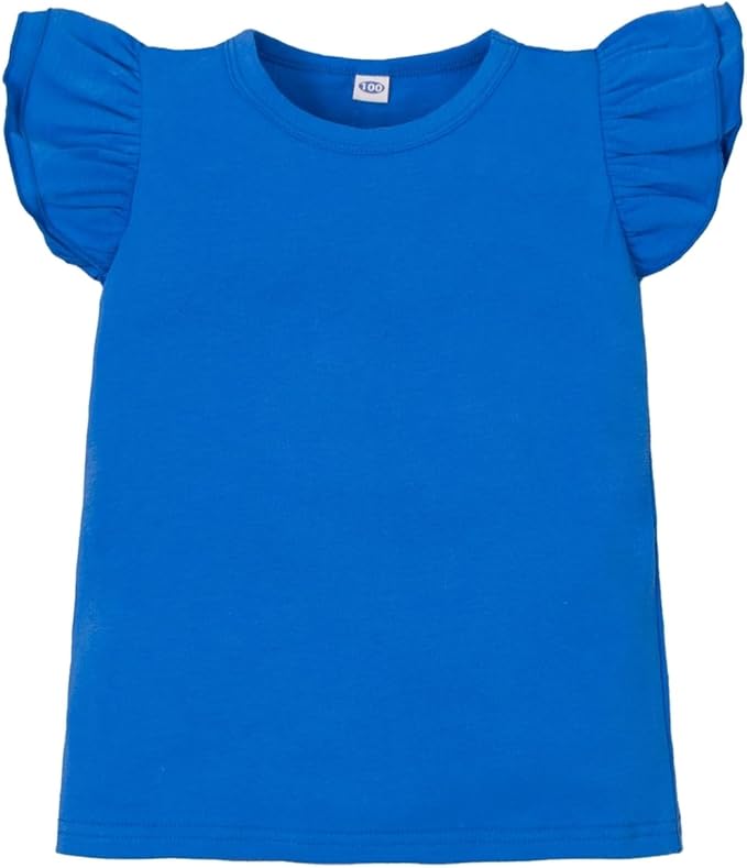 12M-14Y Toddler Baby Girls T Shirt Solid Color Blouse Ruffle Top Cotton Casual Tees Plain Shirt