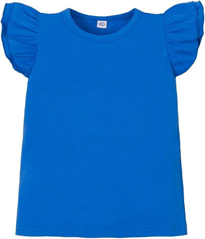 12M-14Y Toddler Baby Girls T Shirt Solid Color Blouse Ruffle Top Cotton Casual Tees Plain Shirt