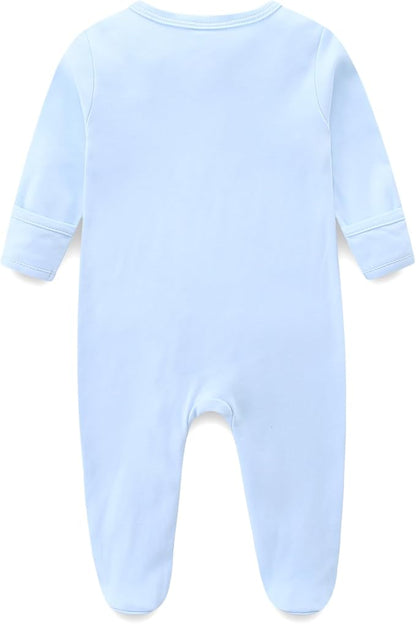 Baby Romper 100% Organic Cotton Pajamas One Piece Long Sleeve Zipper Footie Onesie for 0~12M Baby