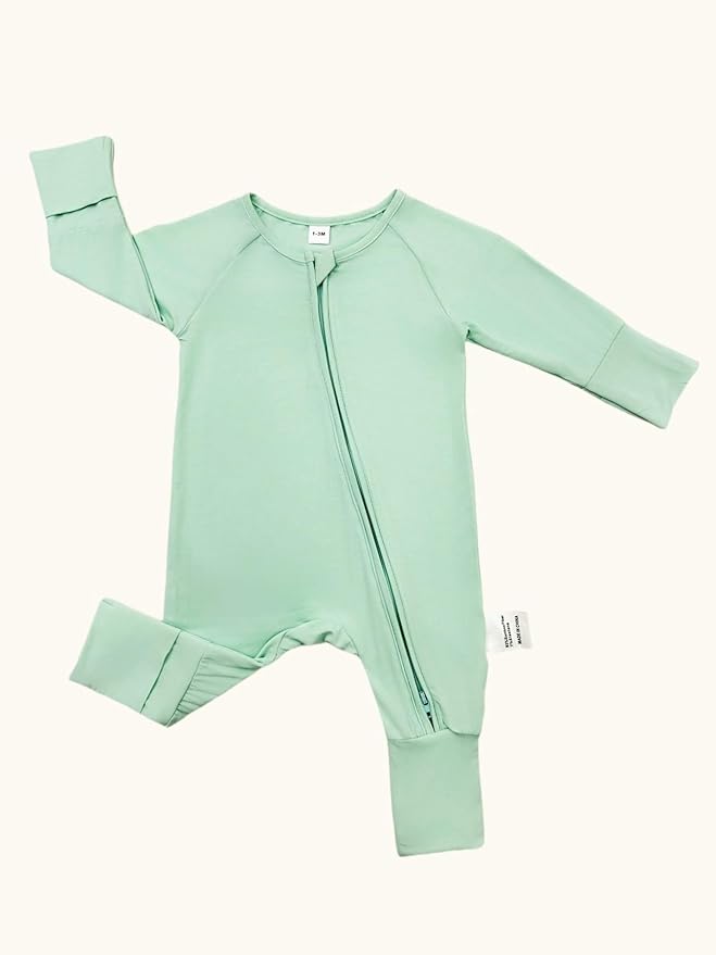 Bow Dream Bamboo Rayon Baby Boy Romper Footed Long Sleeve Footies Newborn Girl Clothes Footless with Zipper and Mitten Cuffs