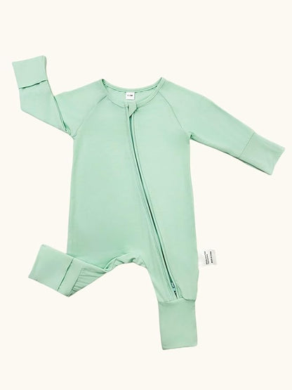 Bow Dream Bamboo Rayon Baby Boy Romper Footed Long Sleeve Footies Newborn Girl Clothes Footless with Zipper and Mitten Cuffs