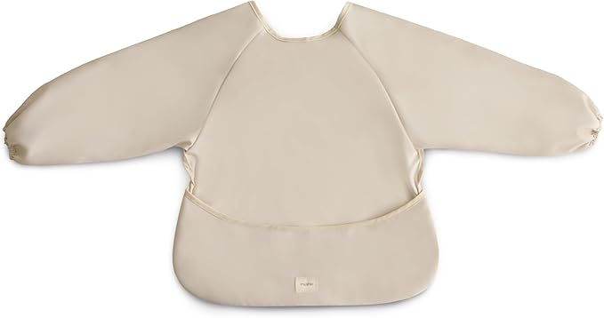 mushie Long Sleeve Baby Bib | Water Resistant Adjustable Fit for Ages 6-24 Months