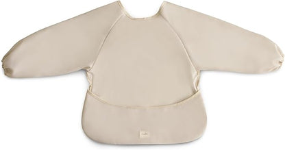 mushie Long Sleeve Baby Bib | Water Resistant Adjustable Fit for Ages 6-24 Months