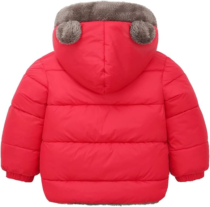 Happy Cherry Baby Boys Girls Puffer Jacket Hooded Coat Fleece Liner Elastic Cuffs Outerwear 12Mon-5T