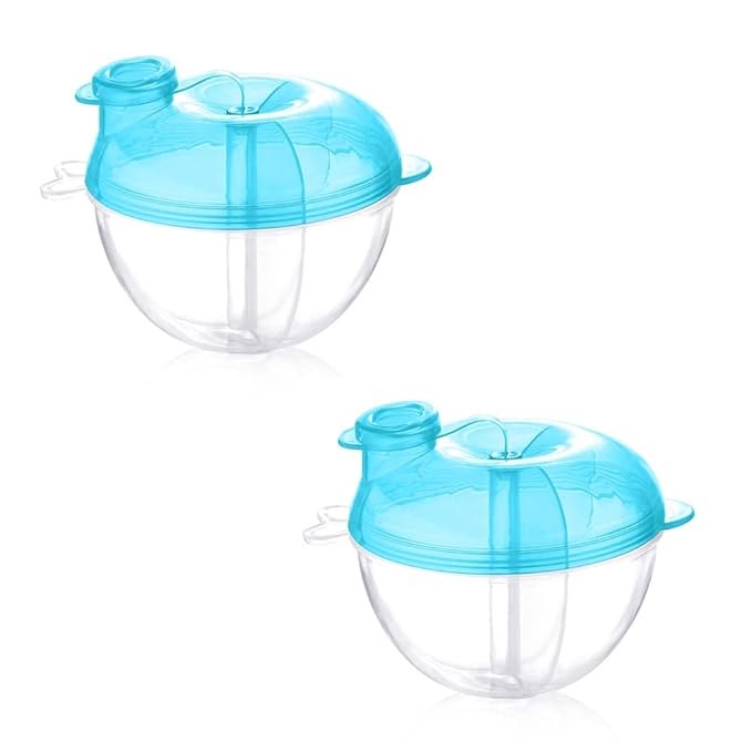 Accmor Baby Formula Dispenser for On-The-Go Feedings, Three-Compartment Non-Spill Formula Container to Go, Snack Milk Powder Dispenser for Traveling with Infant Toddler, Blue, 2 Pack