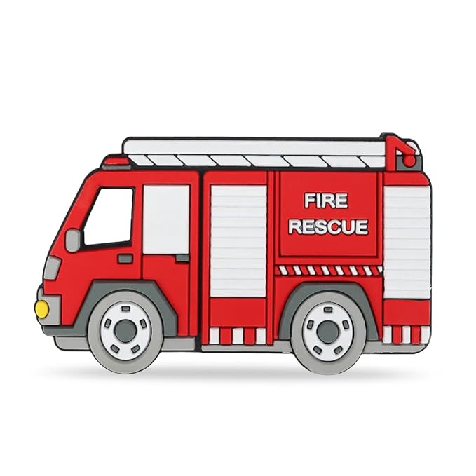 Baby Silicone Teether,Sensory Chew Toys,BPA Free Soft and Effective Infant Teething Pain Relief Toys,Freezer Safe,Food Grade Silicone,Best Shower Gift for Boys and Girls (Fire Trcuk).