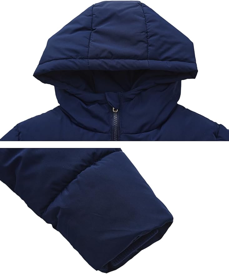 HOOD CREW Kids Boy’s Winter Coat Windproof Hooded Puffer Jackets Warm Outerwear Parka Padded Jacket
