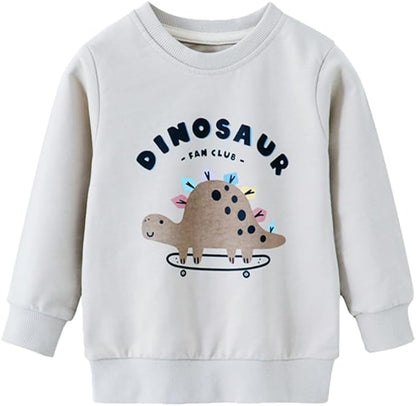 BeiVSlley Toddler Boys 3 Pack Cotton Pullover Crewneck Sweatshirt Long Sleeve Cartoon Shirt Sweaters Tops